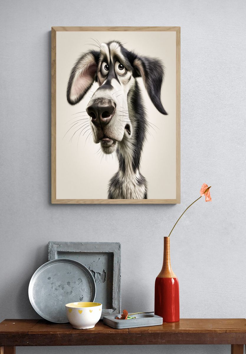 Curious Dog Portrait Print. — room view 3