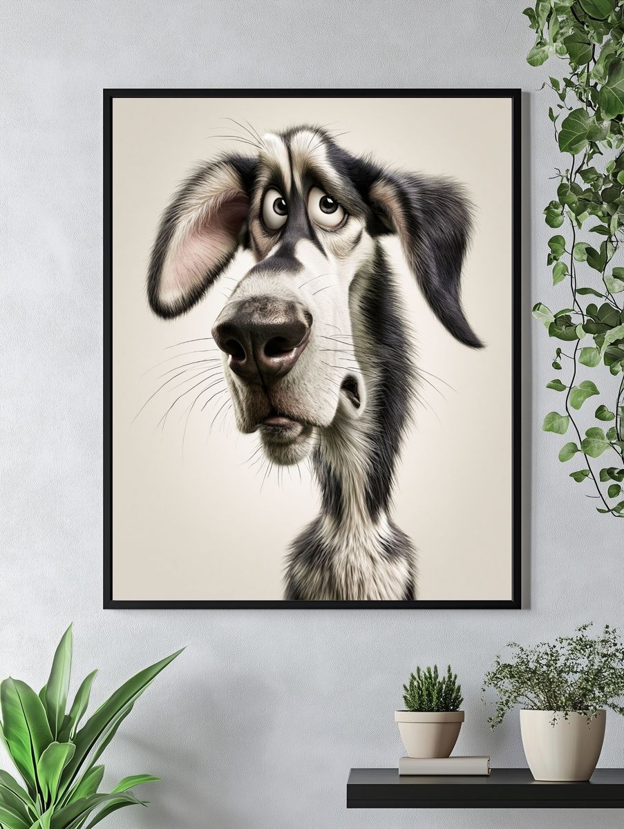 Curious Dog Portrait Print. — room view 4