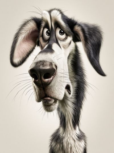 Curious Dog Portrait Print. poster