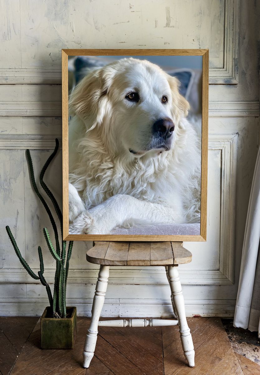 Golden Retriever Portrait Print. room preview