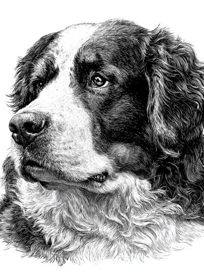 Bernese Mountain Dog Portrait Print.