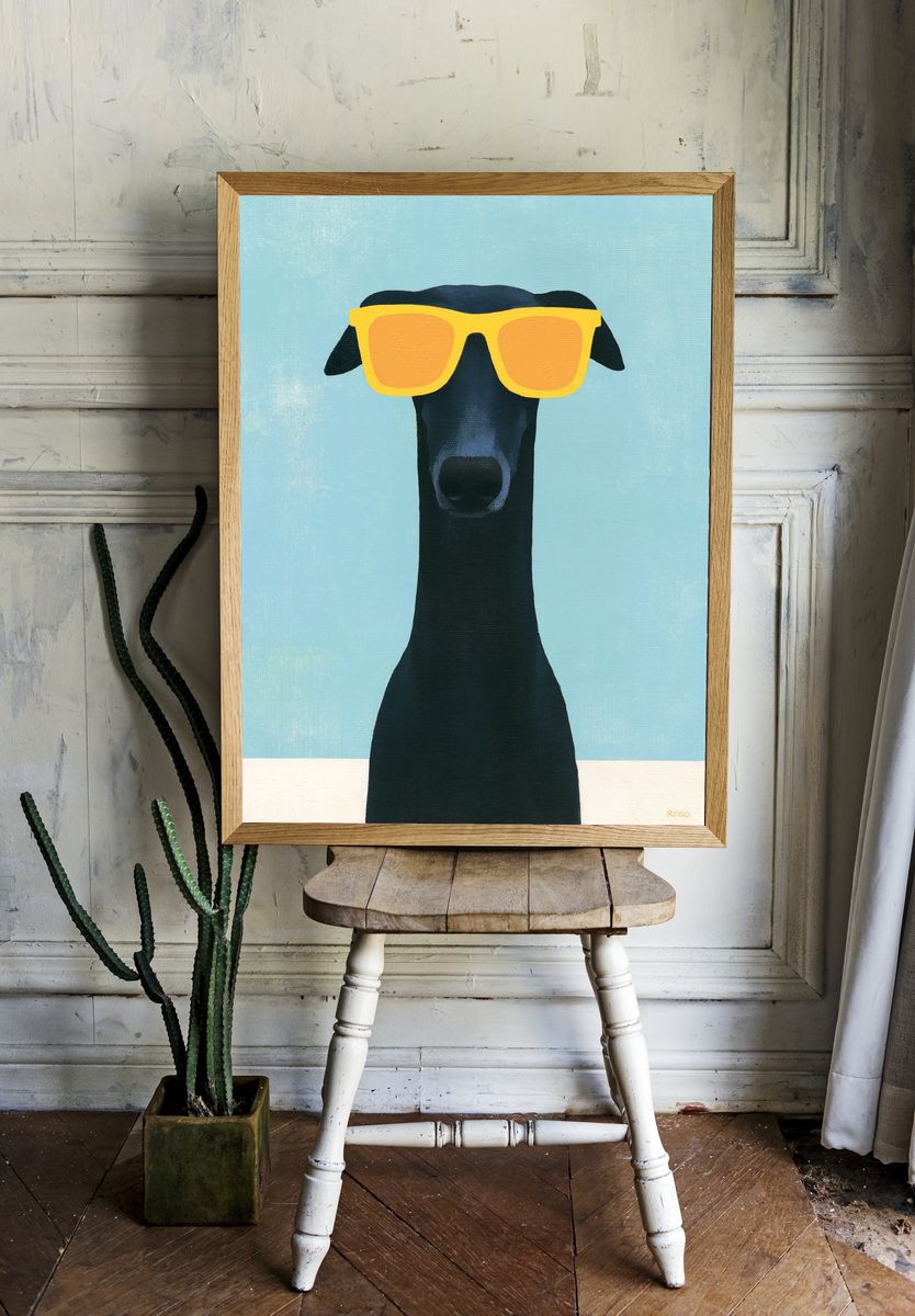 Cool Dog with Sunglasses Print. room preview