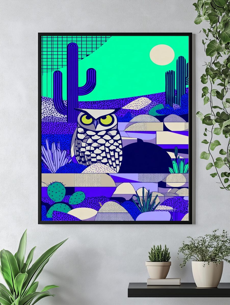 Desert Owl Illustration Poster. — room view 4