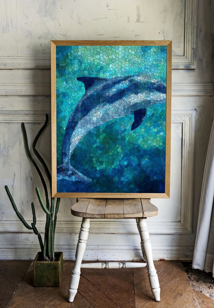 Dolphin Mosaic Poster. — room view 1