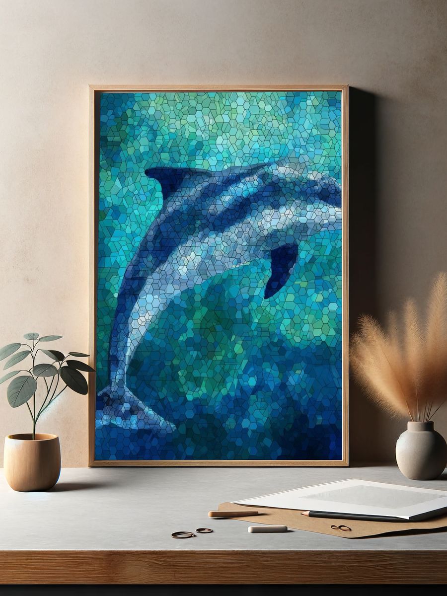 Dolphin Mosaic Poster. — room view 2