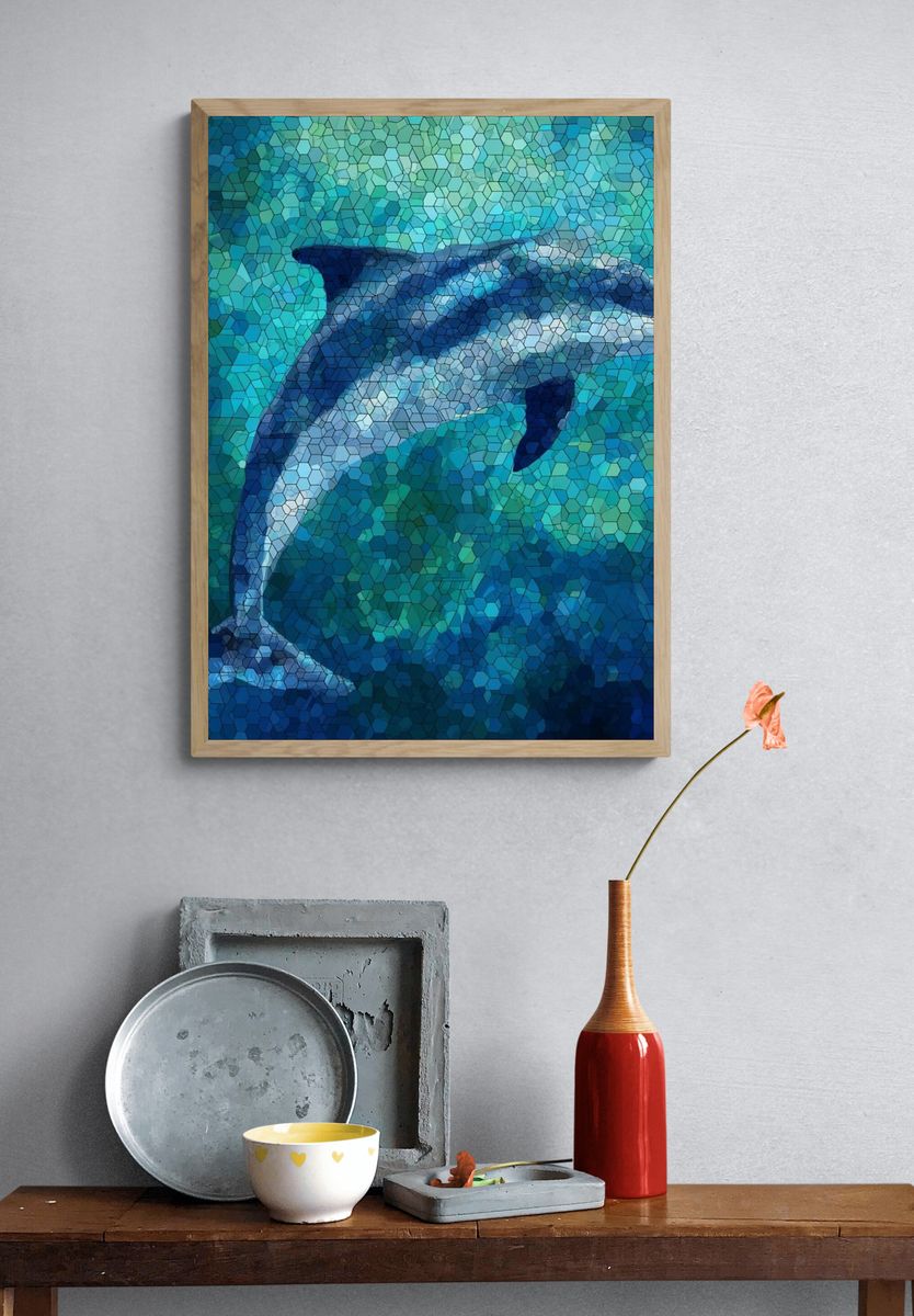 Dolphin Mosaic Poster. — room view 3
