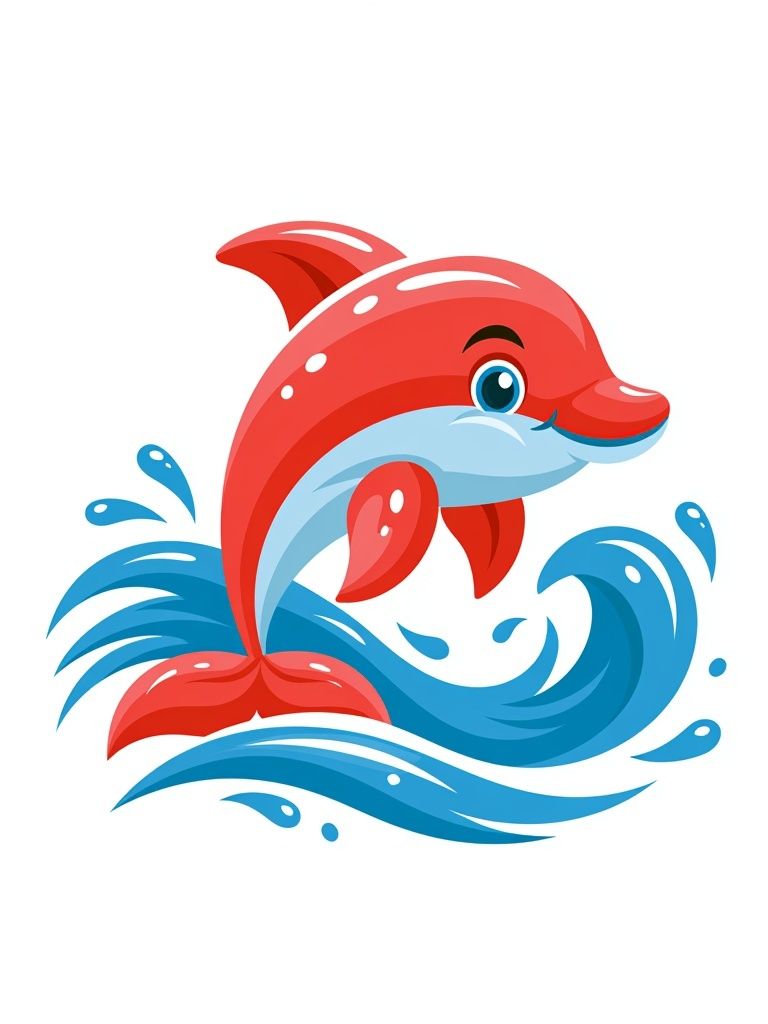 Playful Dolphin Illustration Poster. poster detail
