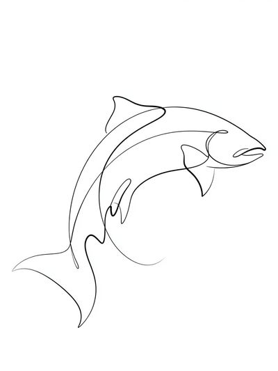 Dolphin Line Art Poster.