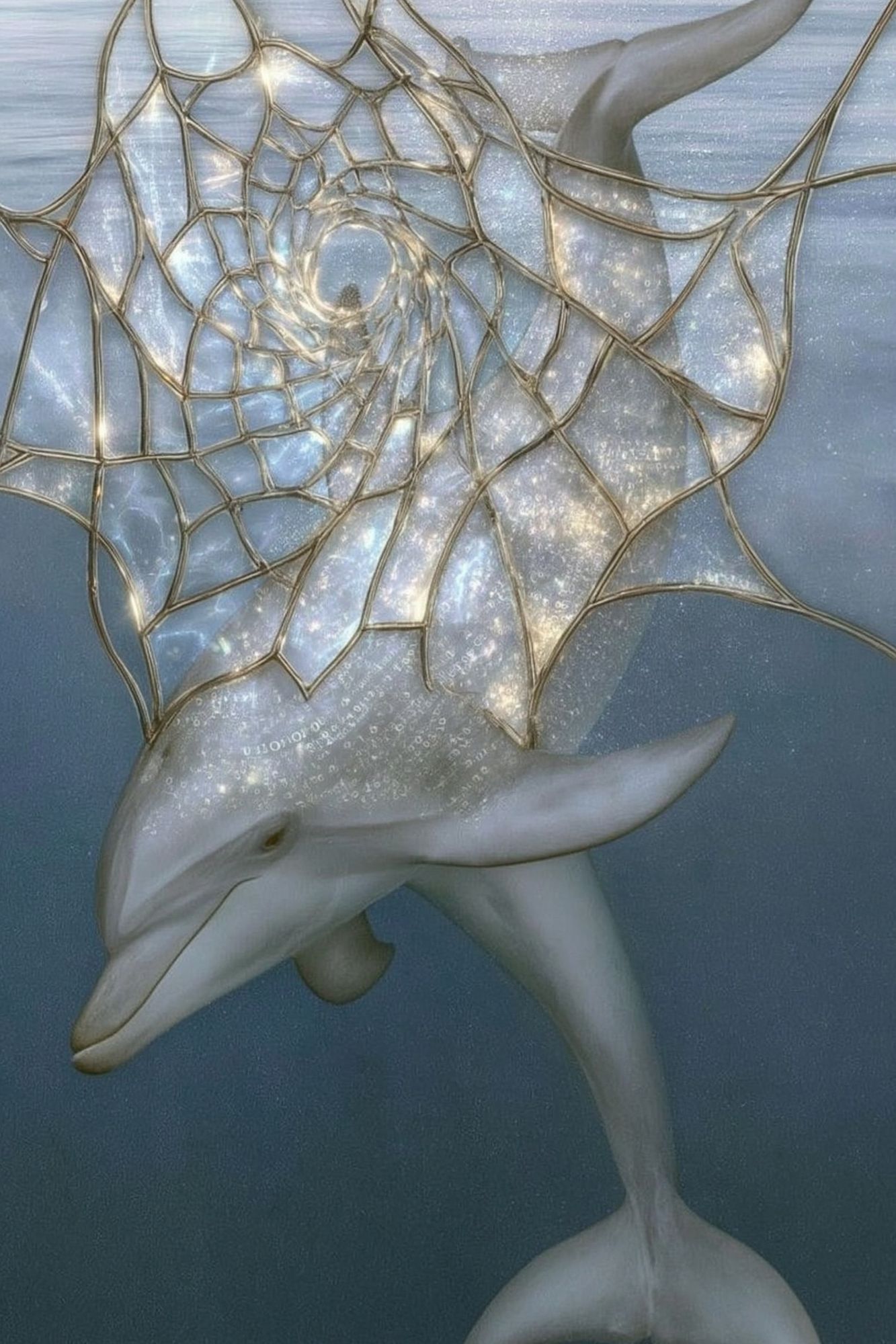 Dolphin Dreamscape Illustration Poster. poster detail