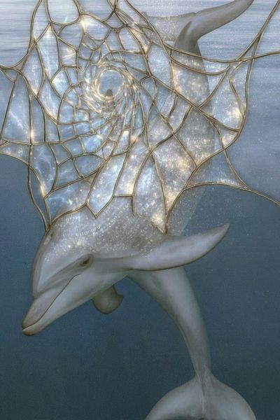 Dolphin Dreamscape Illustration Poster.