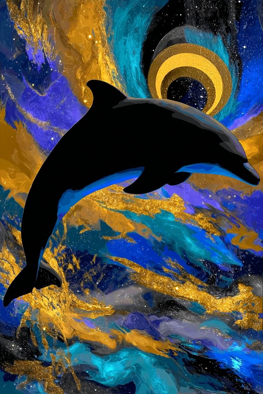 Dolphin Cosmic Swirl Poster. poster detail
