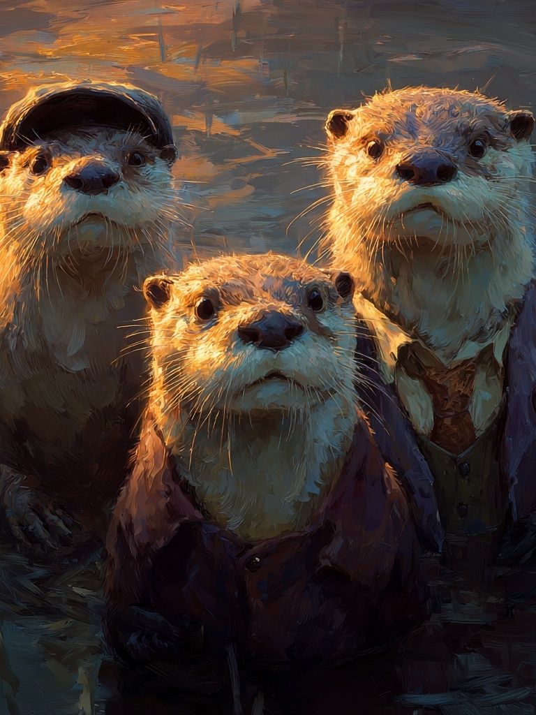 Dapper Otters — Illustration Print. poster detail
