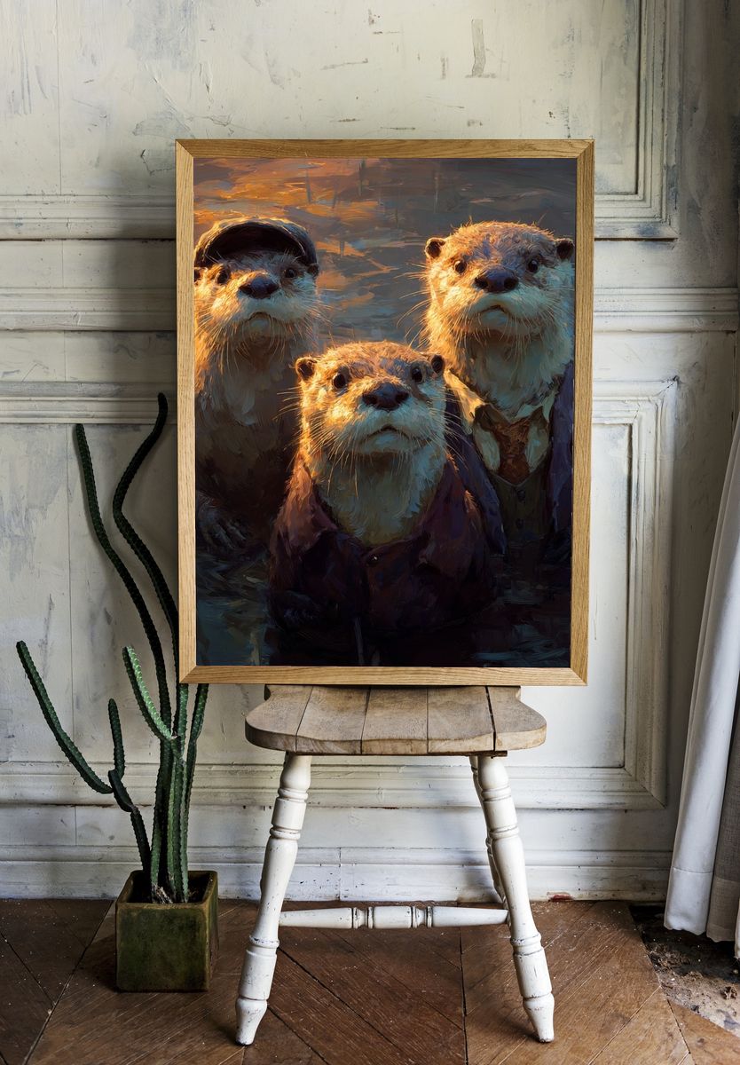 Dapper Otters — Illustration Print. — room view 1