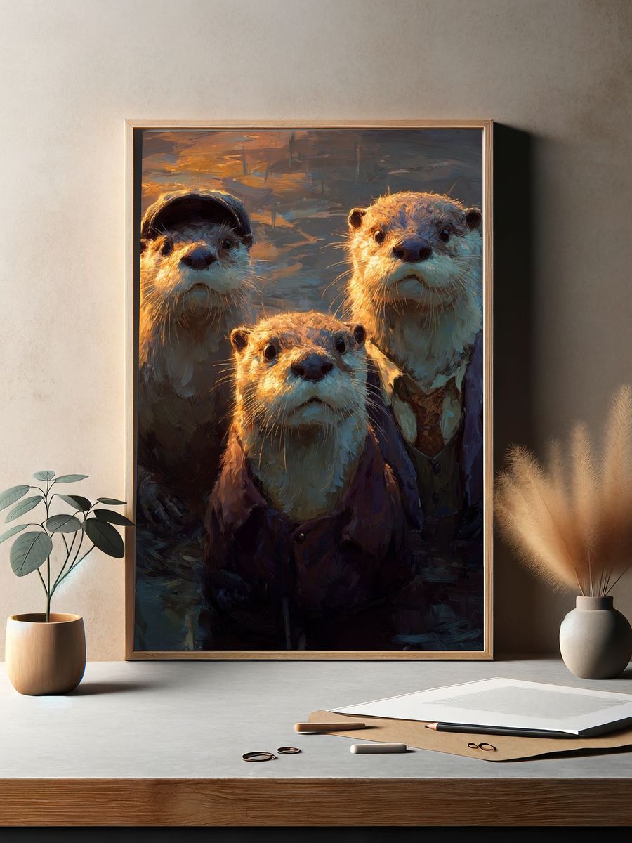Dapper Otters — Illustration Print. — room view 2