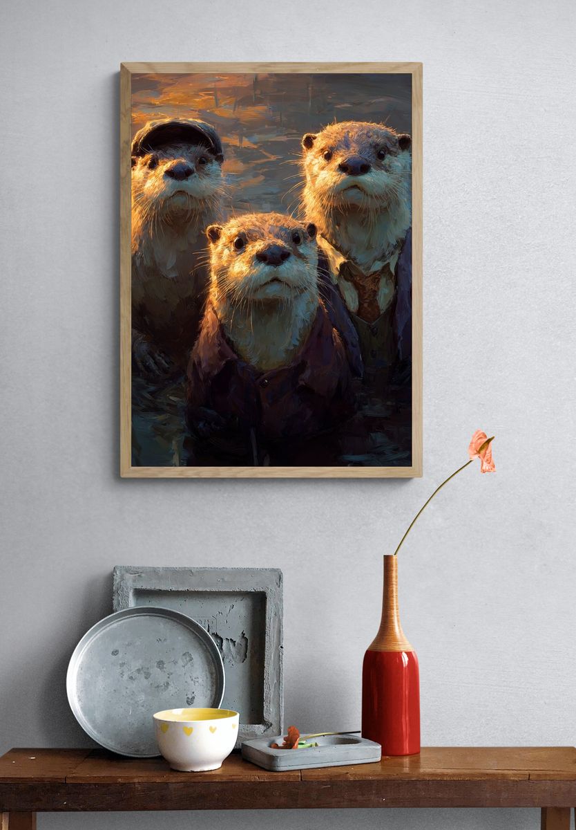 Dapper Otters — Illustration Print. — room view 3