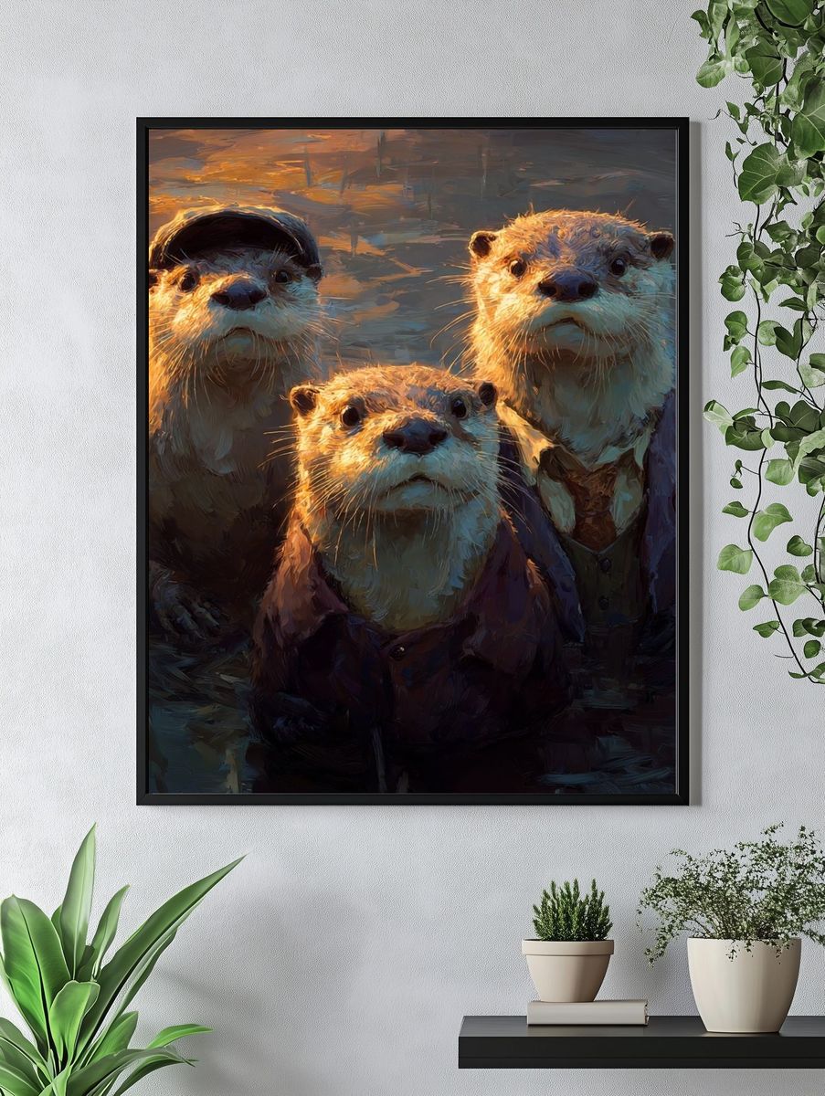 Dapper Otters — Illustration Print. — room view 4