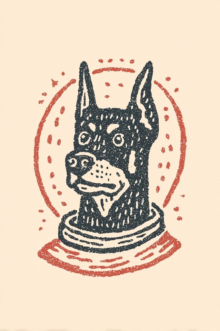 Doberman Portrait Illustration Poster. poster detail