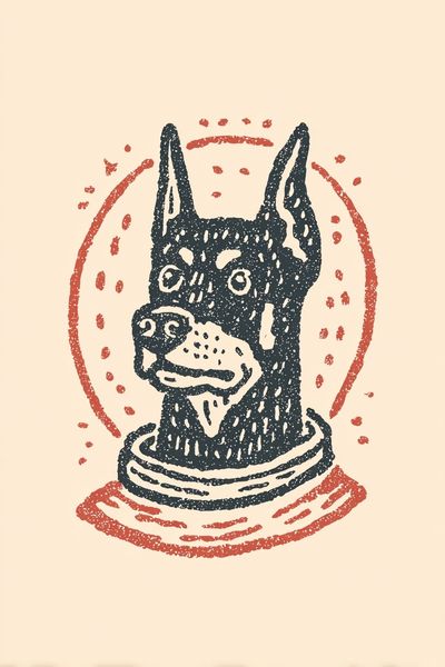 Doberman Portrait Illustration Poster. poster print
