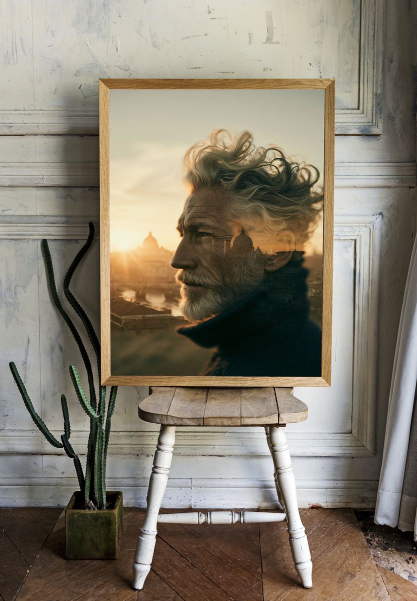 Double Exposure Portrait Print. — room view 1