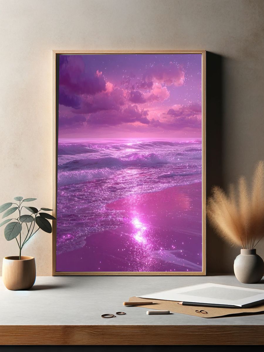 Dreamy Ocean Sunset Poster. — room view 2