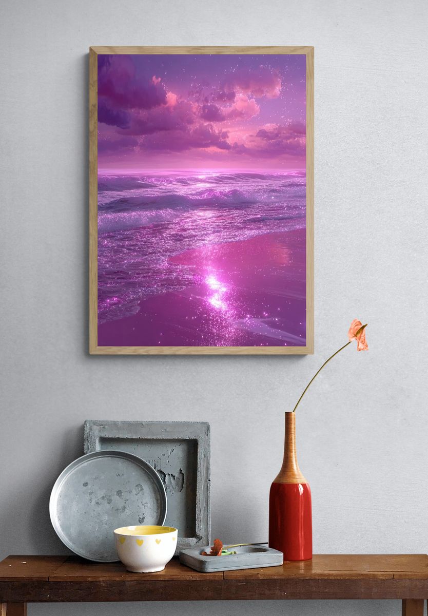 Dreamy Ocean Sunset Poster. — room view 3