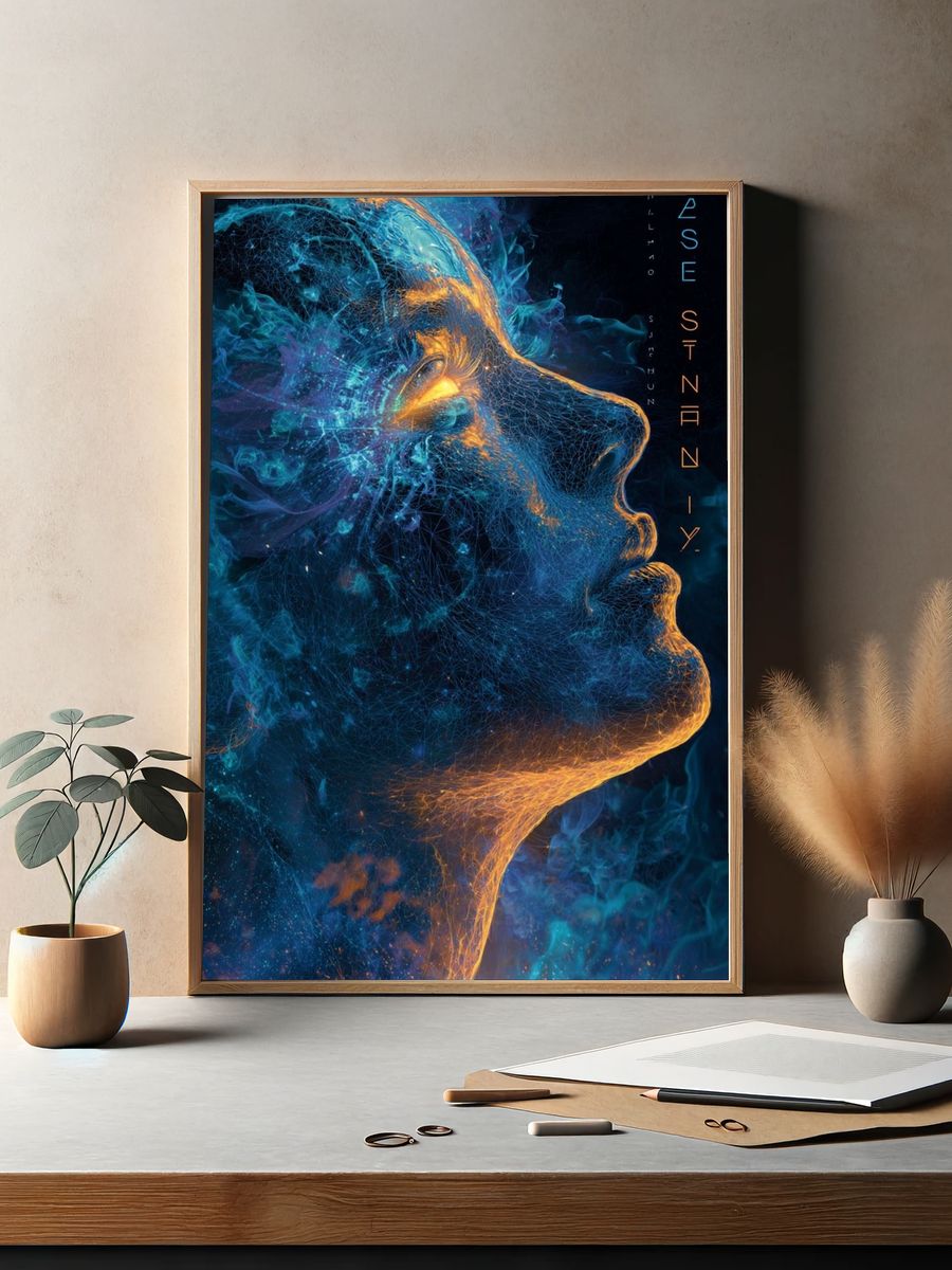 Abstract Human Profile — Digital Art Print. — room view 2