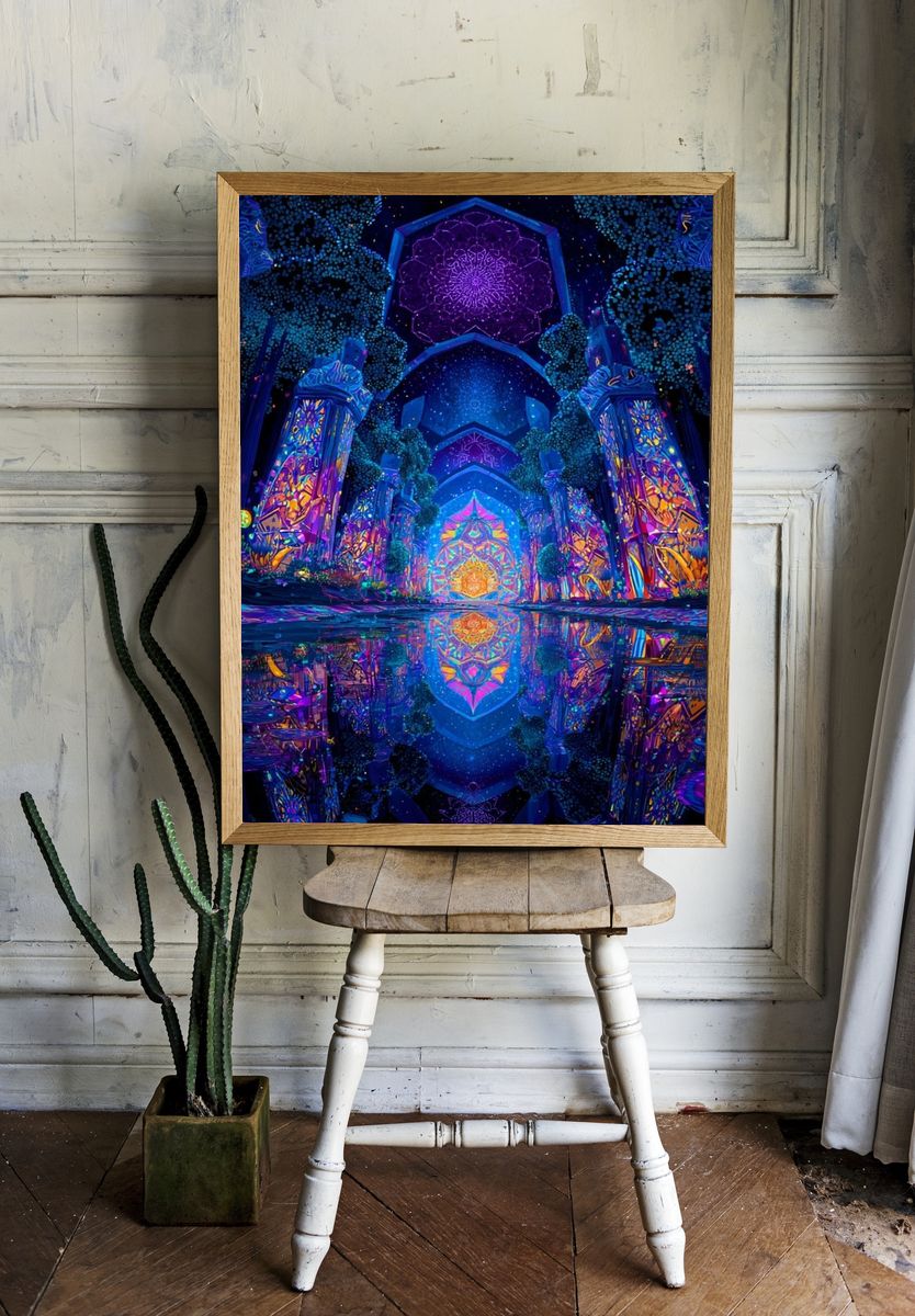Mystical Forest Path — Digital Art Print. — room view 1