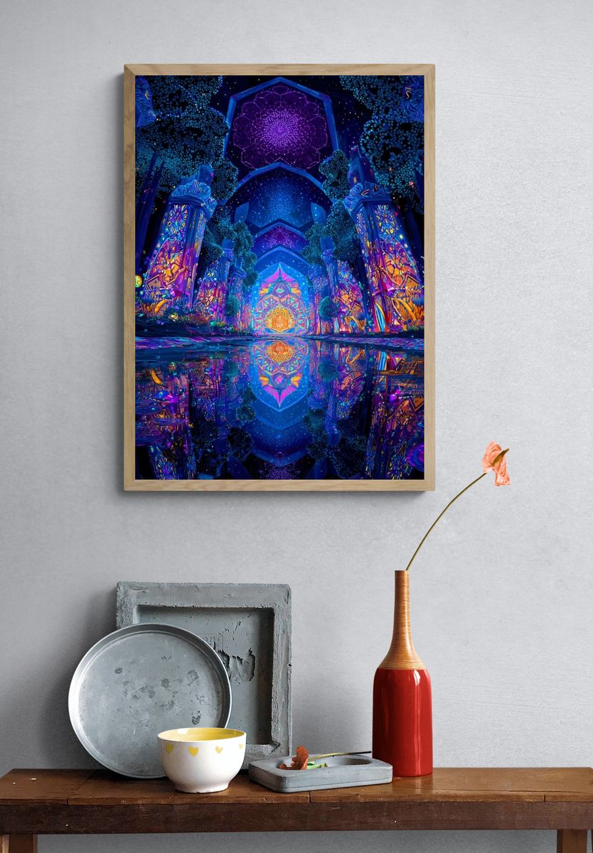 Mystical Forest Path — Digital Art Print. — room view 3