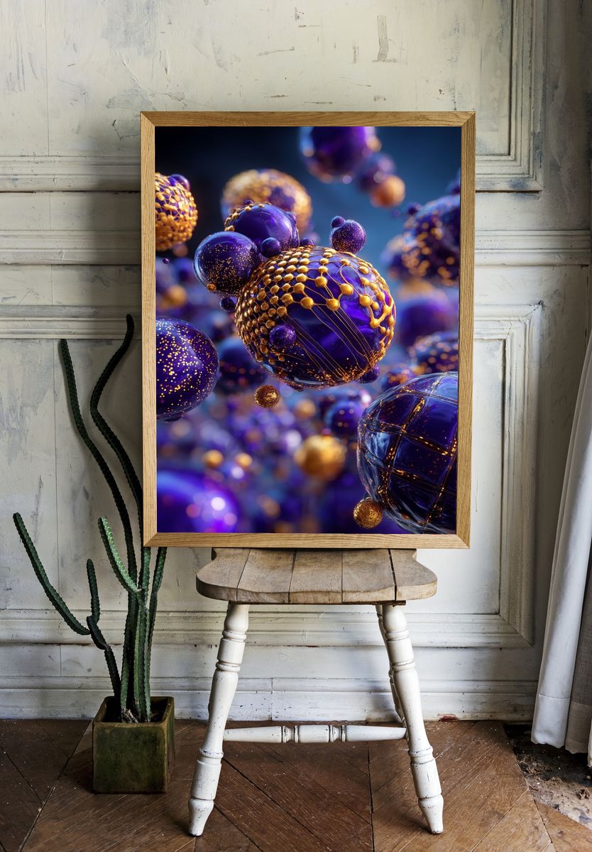 Abstract Molecular Structure — Digital Art Print. — room view 1