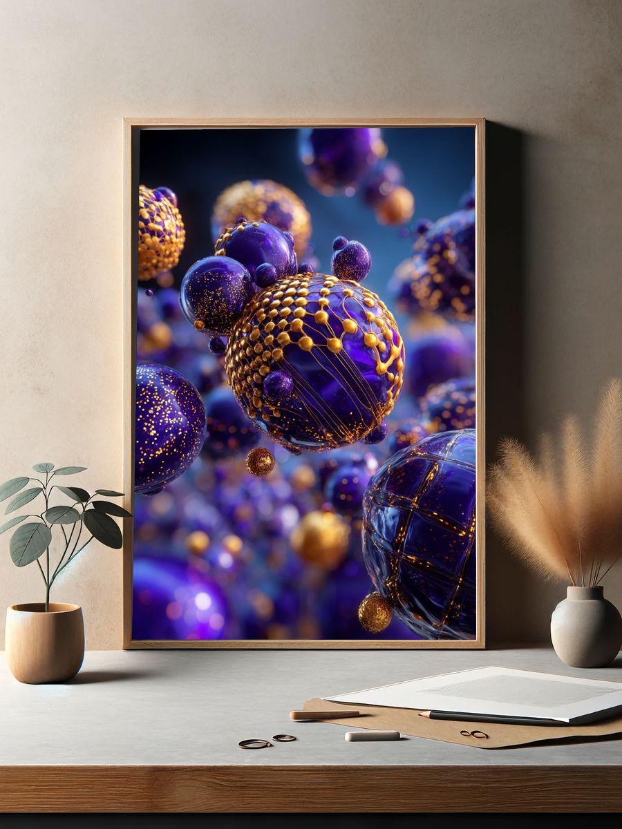 Abstract Molecular Structure — Digital Art Print. — room view 2