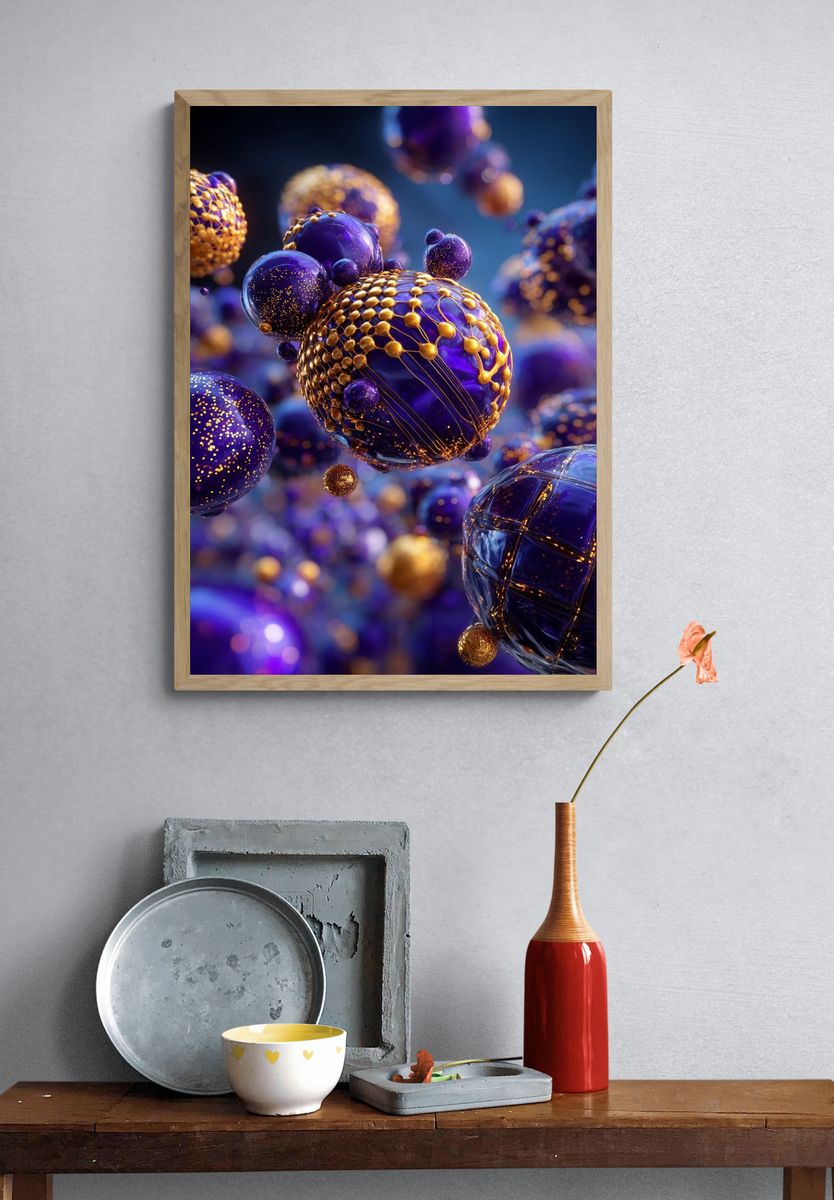 Abstract Molecular Structure — Digital Art Print. — room view 3