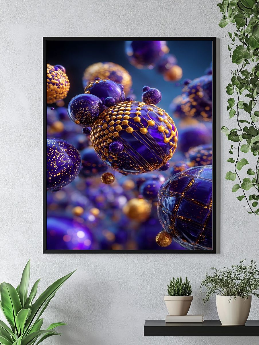 Abstract Molecular Structure — Digital Art Print. — room view 4