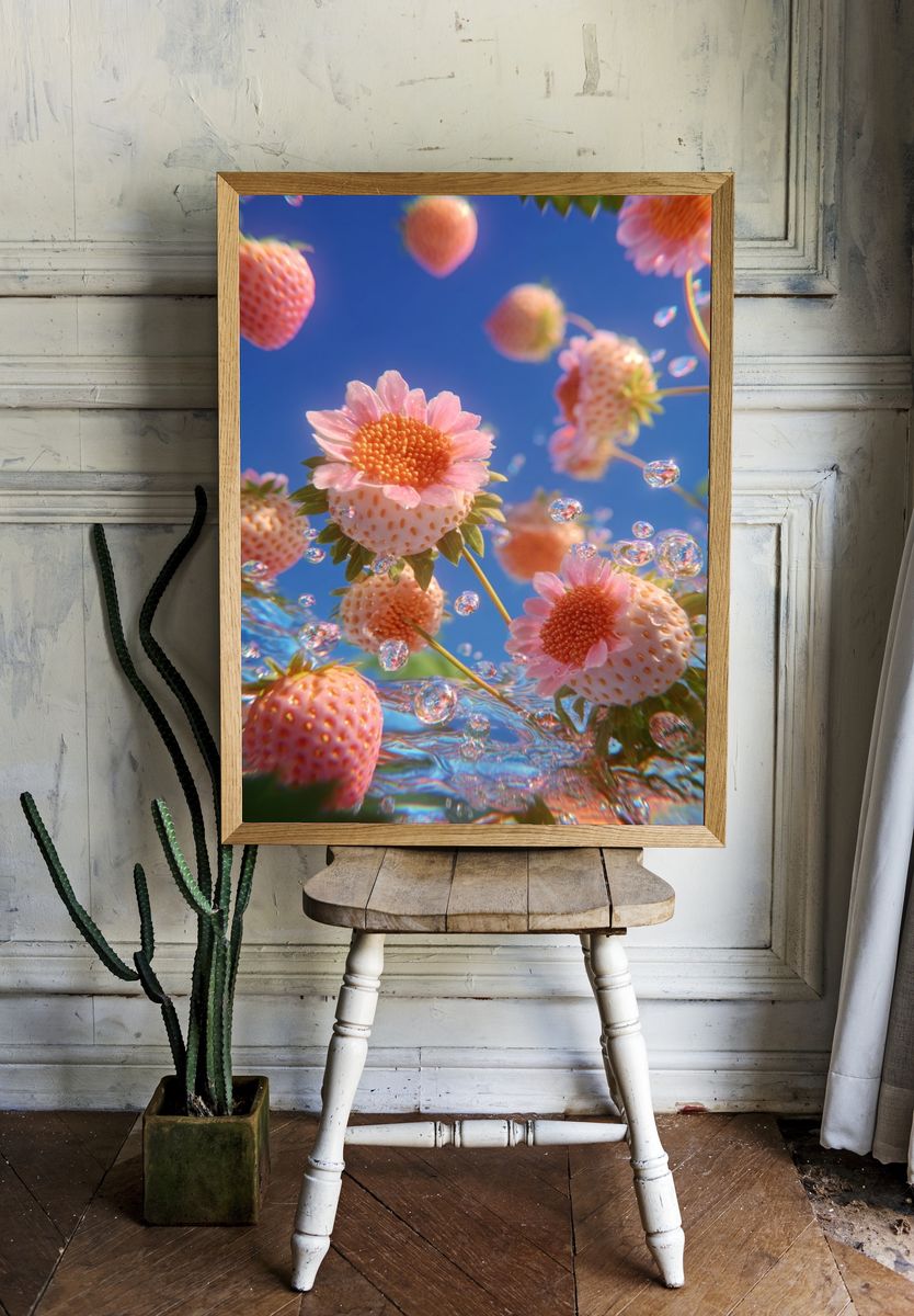 Strawberry Blossom — Digital Art Print. — room view 1