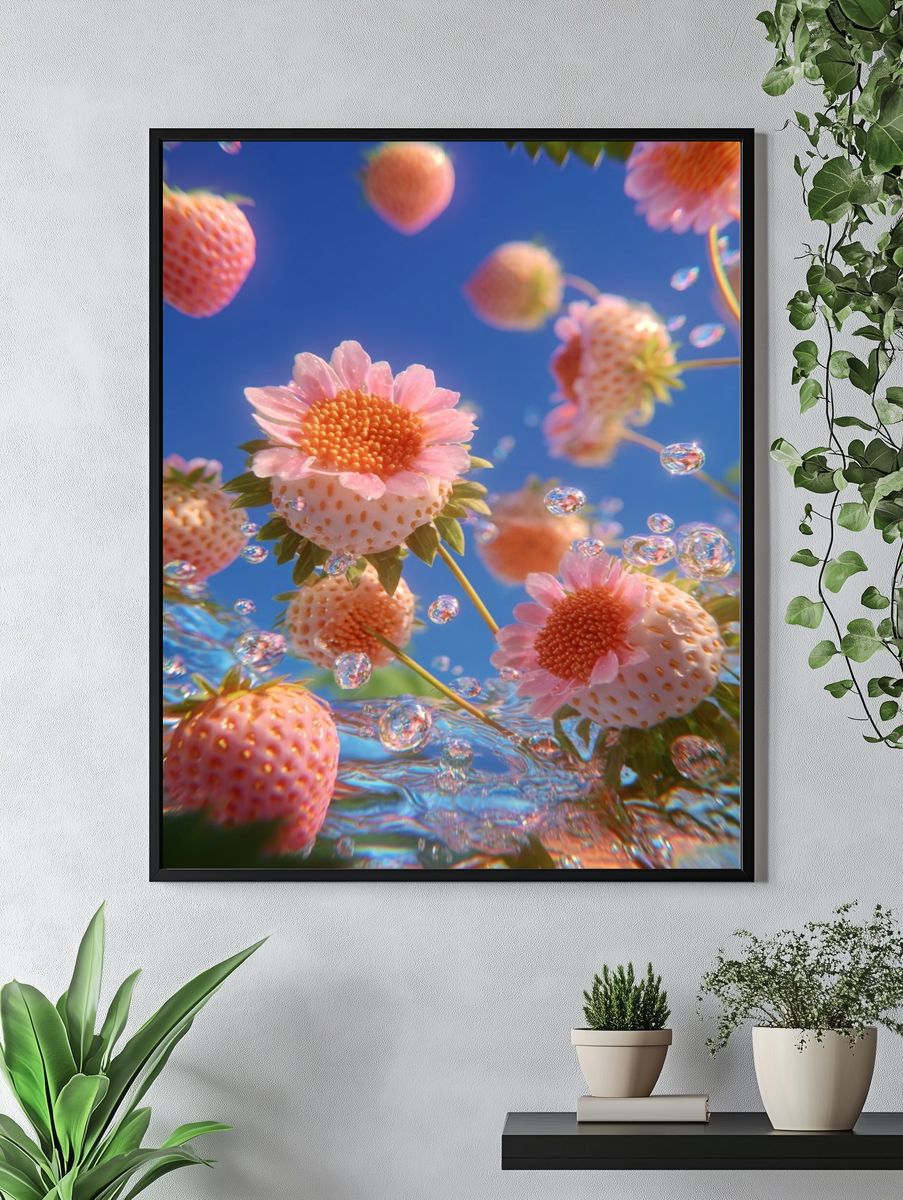 Strawberry Blossom — Digital Art Print. — room view 4