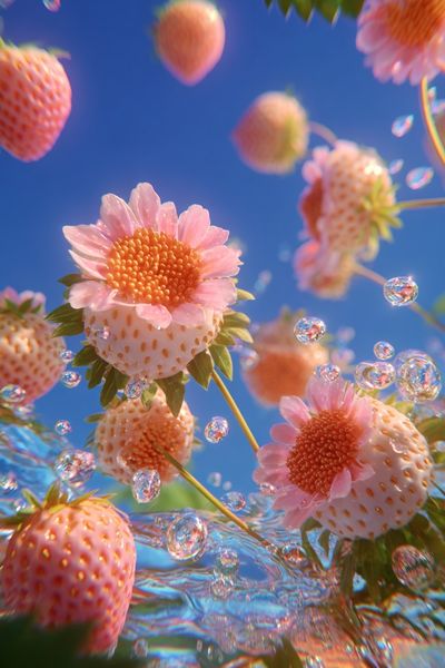 Strawberry Blossom — Digital Art Print. poster