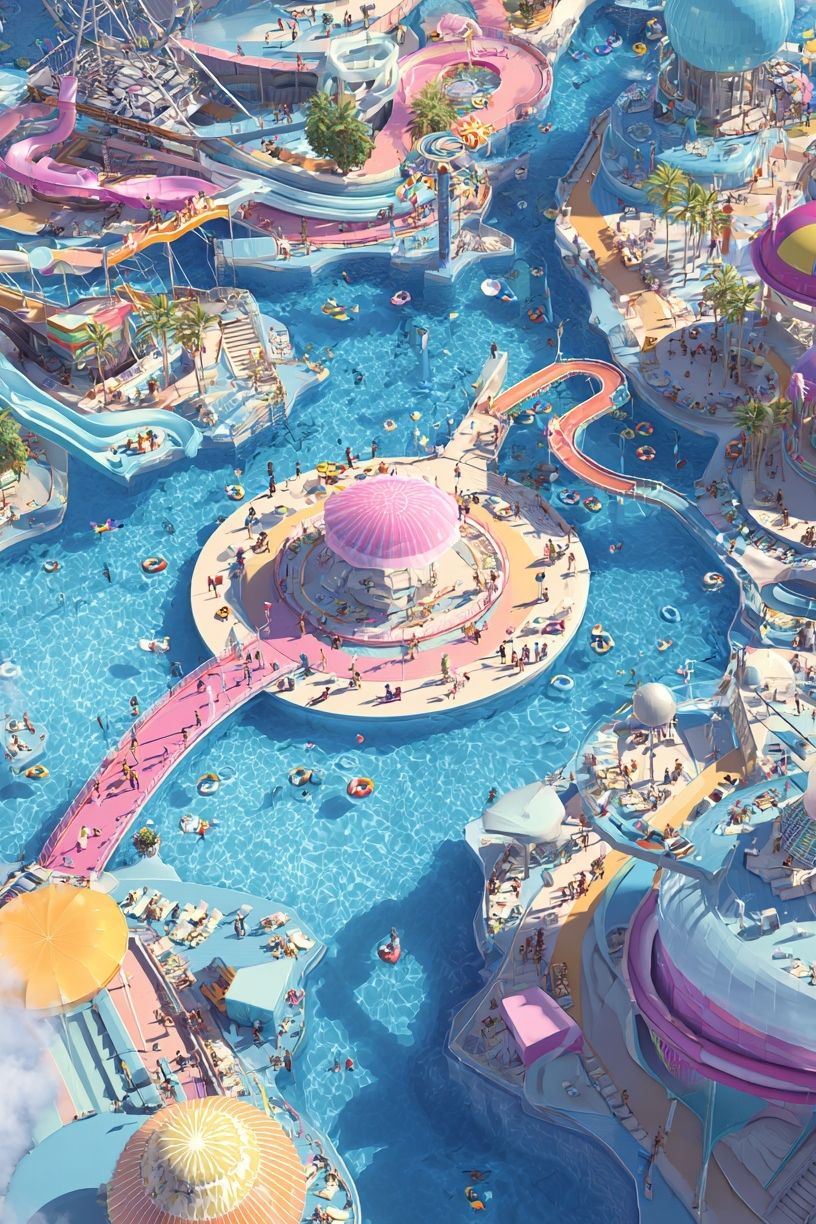 Vibrant Water Park — Digital Art Print. poster detail