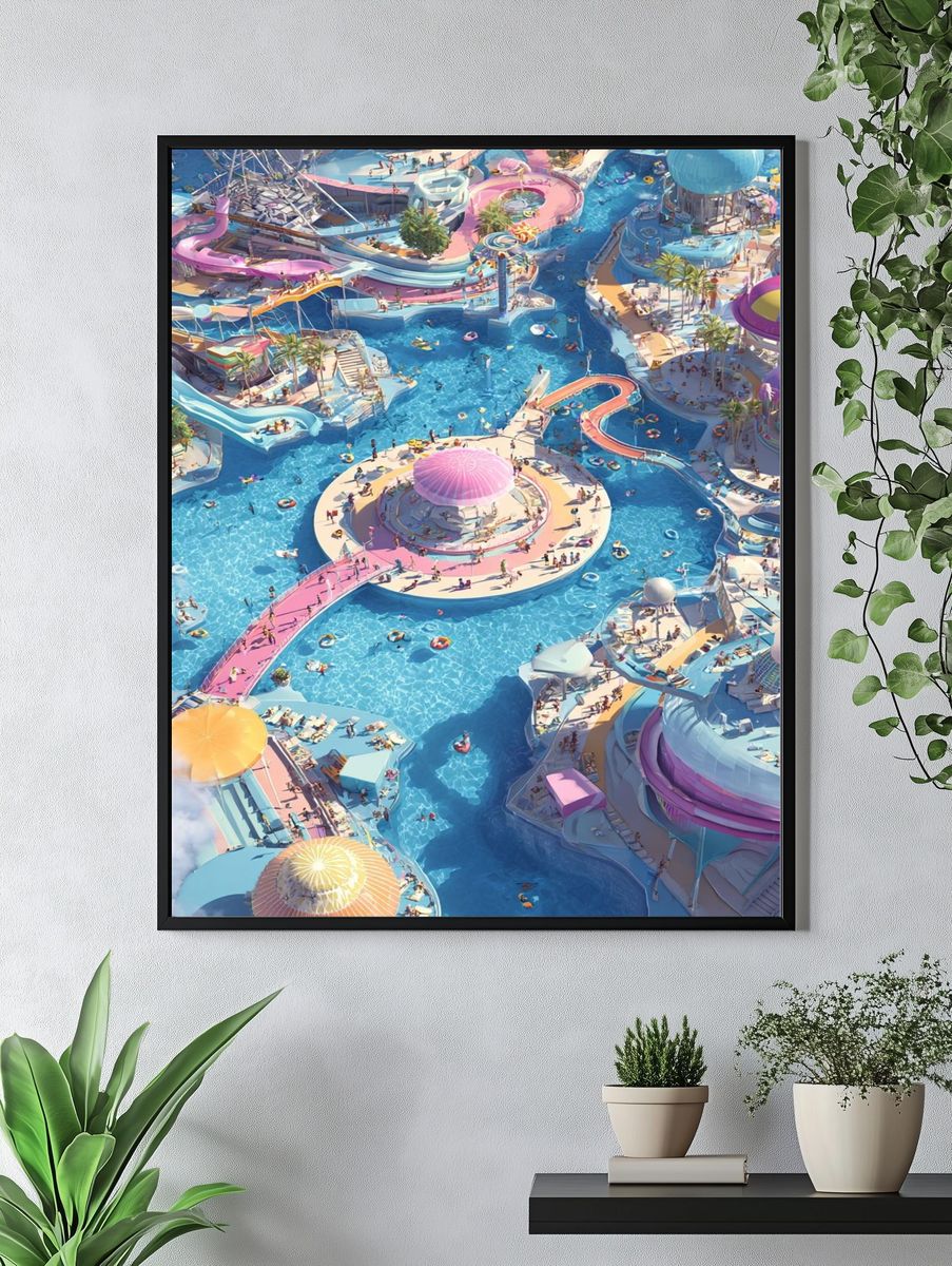 Vibrant Water Park — Digital Art Print. — room view 4