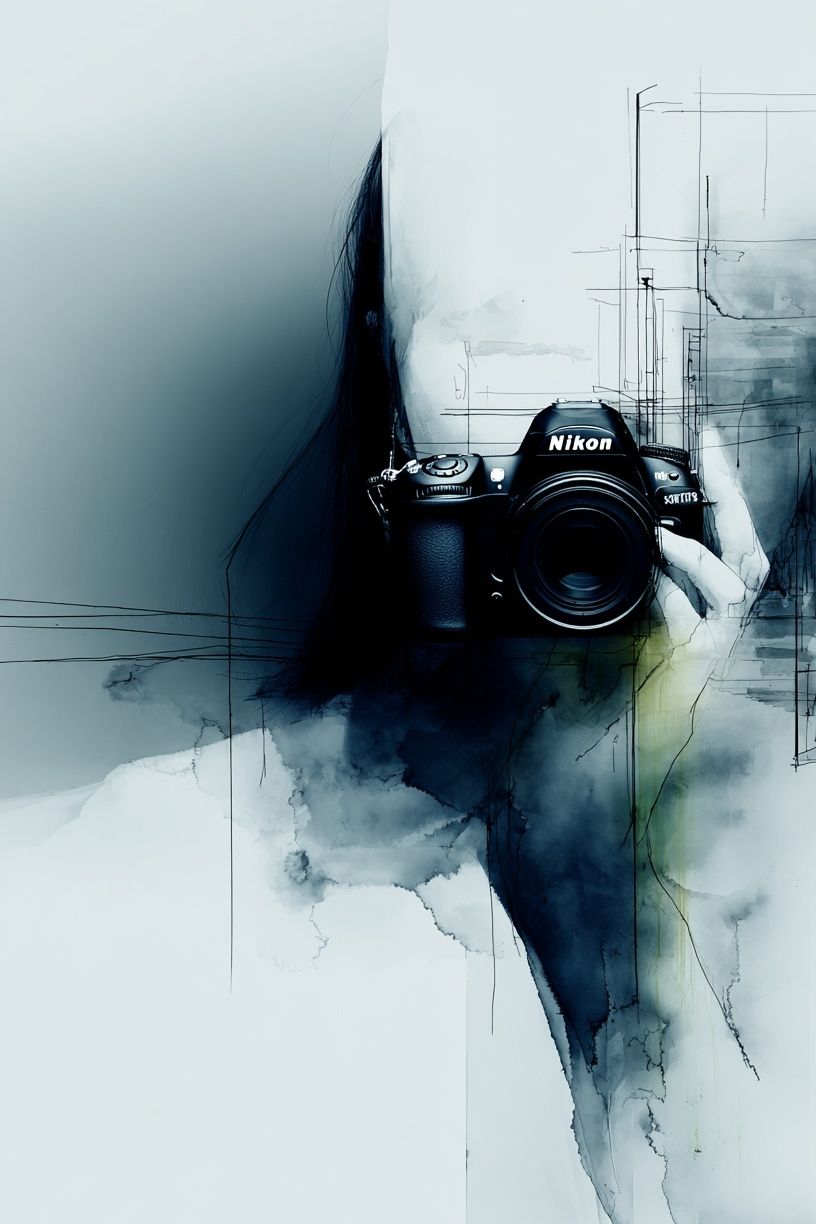 Camera in Hand — Digital Art Print. poster — illustration art
