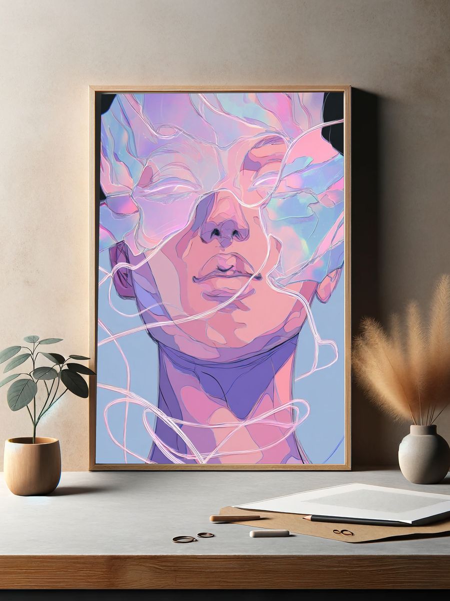 Dreamy Portrait — Digital Art Print. — room view 2