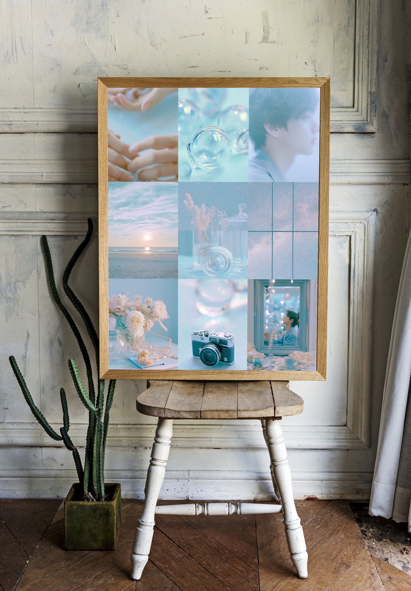 Dreamy Pastel Collage Poster. — room view 1