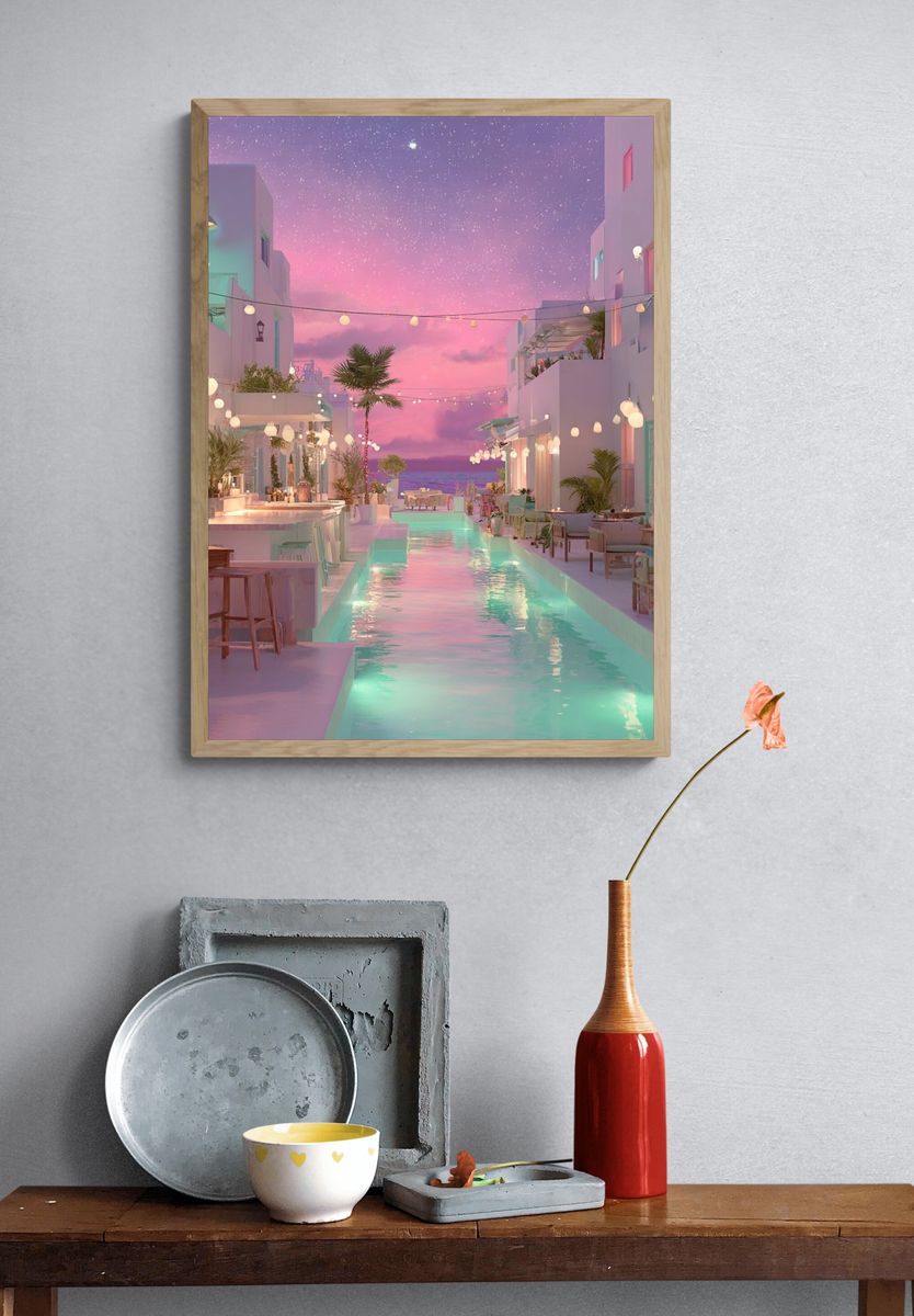 Dreamy Poolside Evening — Fine Art Print. — room view 3