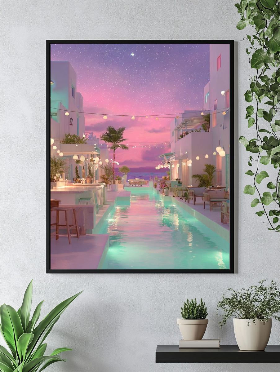 Dreamy Poolside Evening — Fine Art Print. — room view 4