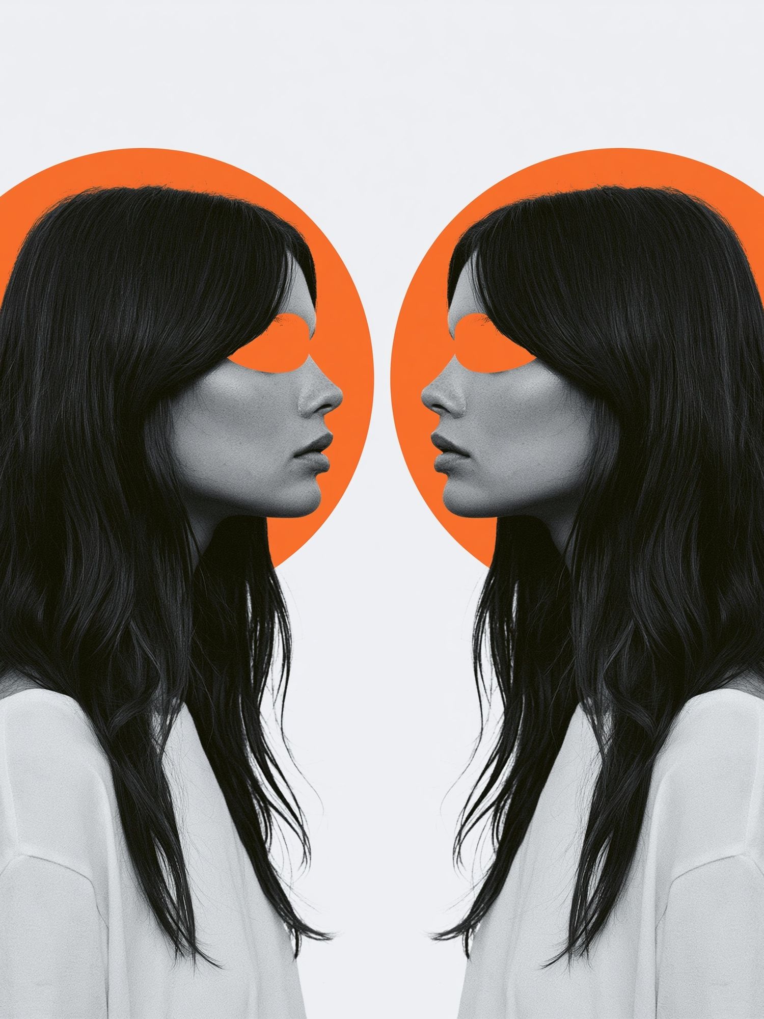 Dual Profile Portrait Illustration Print. poster detail