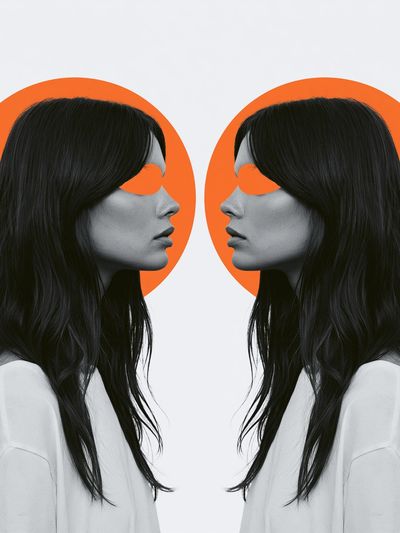 Dual Profile Portrait Illustration Print. poster
