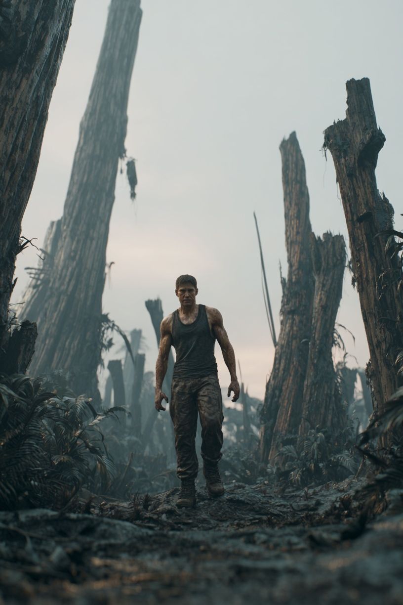 Survivor in a Dystopian Landscape Poster. poster — fine-art art
