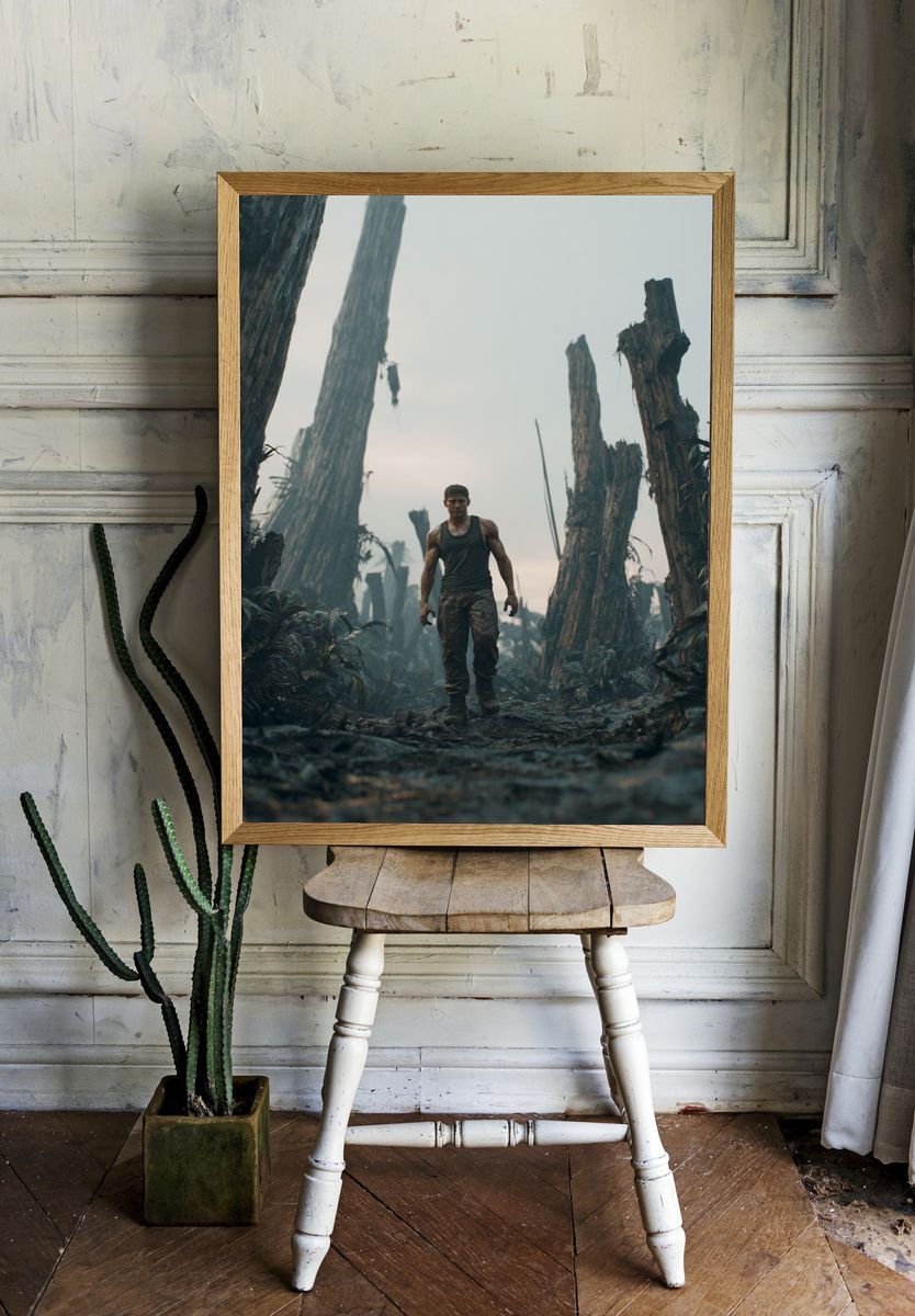 Survivor in a Dystopian Landscape Poster. — room view 1
