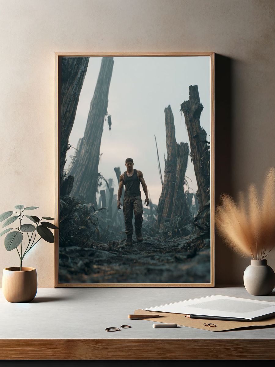 Survivor in a Dystopian Landscape Poster. — room view 2