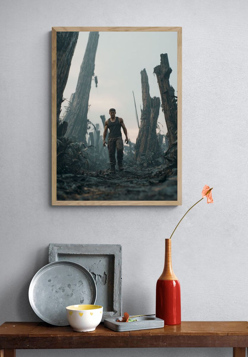 Survivor in a Dystopian Landscape Poster. — room view 3