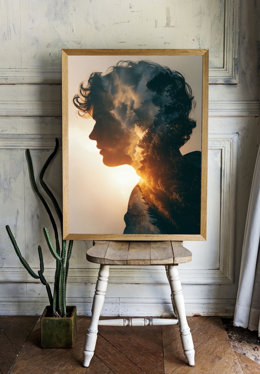 Double Exposure Portrait Print. room preview