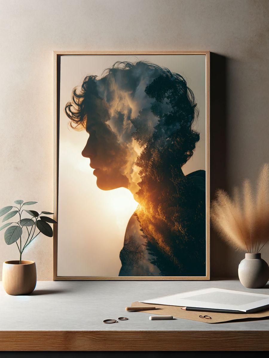 Double Exposure Portrait Print. — room view 2